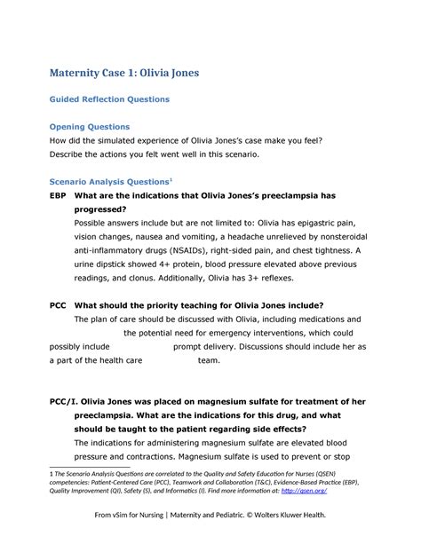 Olivia Jones GRQ Wrd Vsim Lab Maternity Case 1 Olivia Jones Guided