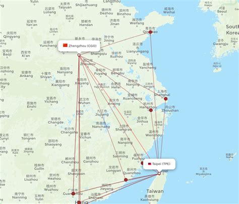 All Flight Routes From Taipei To Zhengzhou Tpe To Cgo Flight Routes