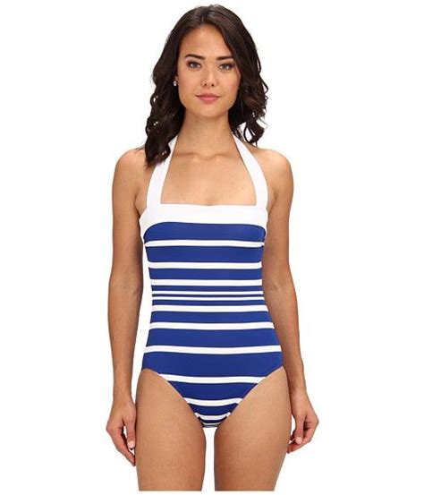 Lauren By Ralph Lauren Kaylee Stripe Bandeau Mio One Piece Cobalt Cobalt Academy