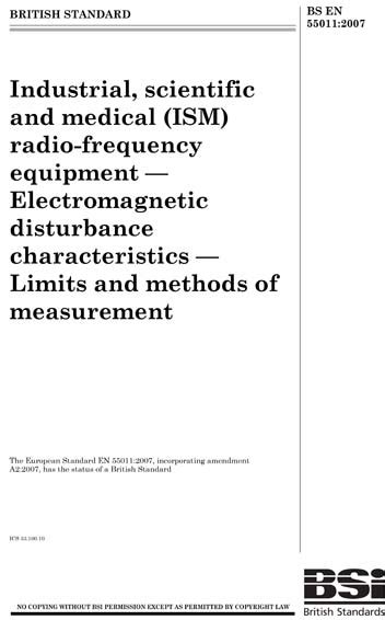 BS EN 55011 2007 Industrial Scientific And Medical ISM Radio