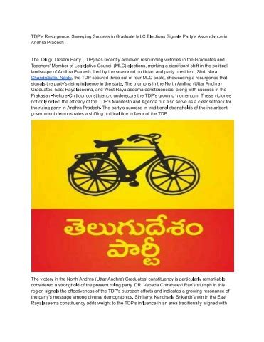 Tdp S Resurgence Sweeping Success In Graduate Mlc Elections Signals