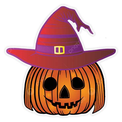 Halloween Pumpkin With Witch Hat Vector Halloween Pumpkins Pumpkin