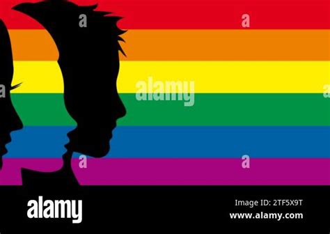 Animated People With Rainbow Peace Or Gay Pride Parade Concept Lgbtqia Rights Stock Video