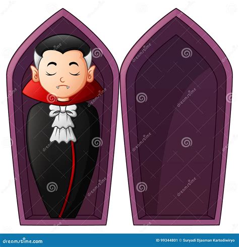 Cartoon Vampire In Open Coffins Stock Vector Illustration Of