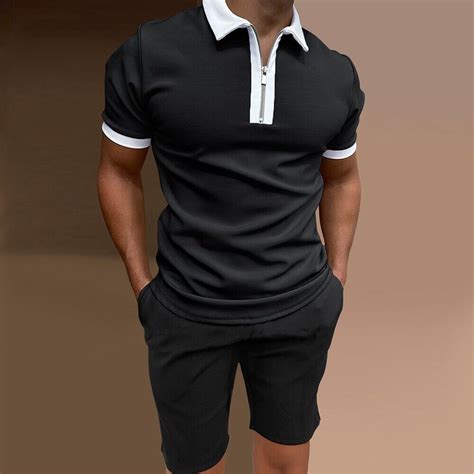 T Shirt Et Short Manches Courtes Style Classique Pour Hommes Deux Pi