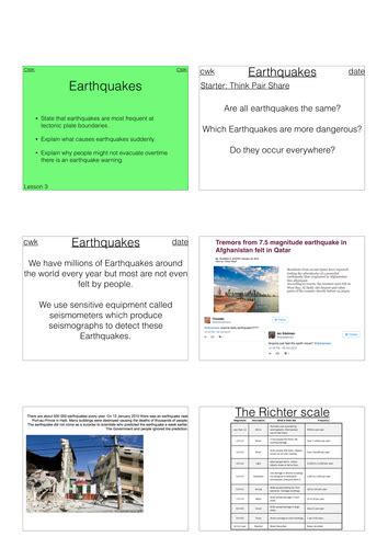 Earthquakes Teaching Resources