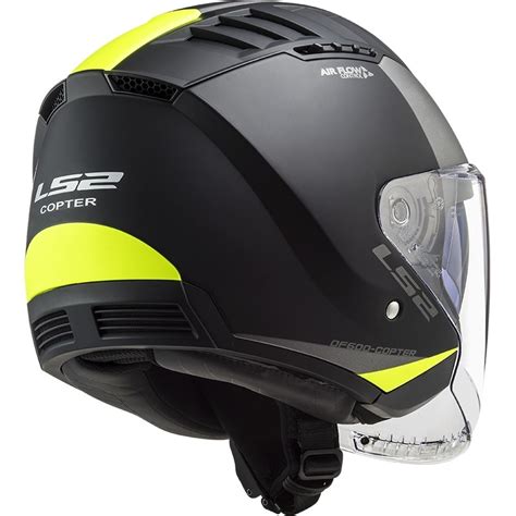 Doppelvisier Motorradhelm Jet Ls Of Copter Urbane Schwarz Gelb Fluo