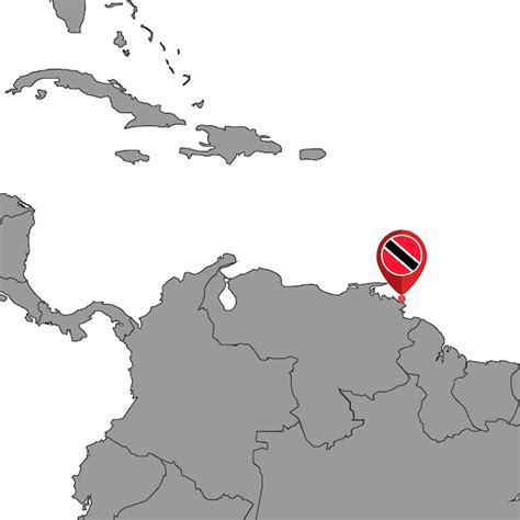 Pin Mapa Con La Bandera De Trinidad Y Tobago En El Mapa Mundial Ilustración Vectorial Vector