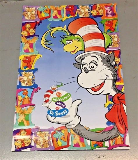 Vintage 1997 Dr Seuss Collage Poster 22 X 34 Inches Never Previously