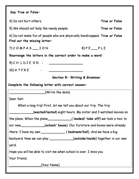 Birla World School Oman: English Revision Worksheet for Grade 3