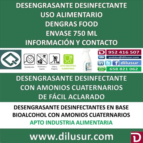 DESENGRASANTE DESINFECTANTE USO ALIMENTARIO DENGRAS FOOD 750 ML