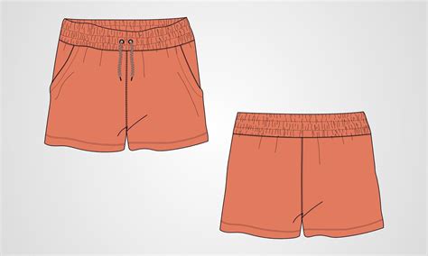 Boys Sweat Shorts Pant Technical Drawing Fashion Flat Sketch Vector