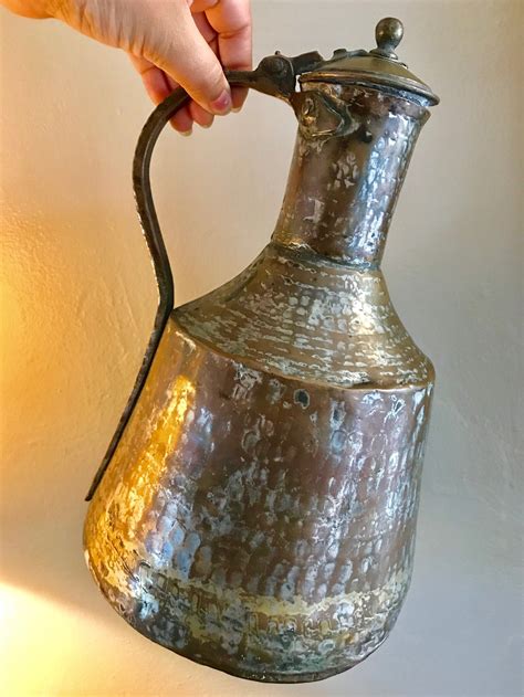 Antique Copper Hand Hammered Pitcher Vintage Turkish Ottoman Etsy