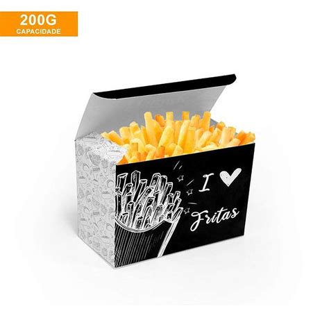 Caixa Para Batata Frita Delivery C 50 Black Gourmet As Melhores