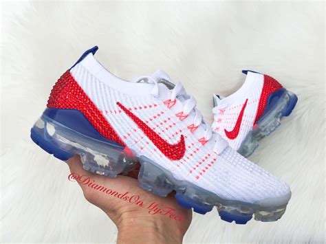 Swarovski Women S Nike Vapormax Flyknit Red White Etsy