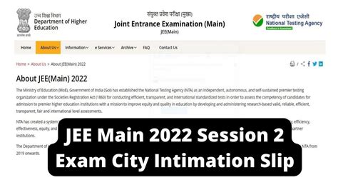 Jee Main 2022 Session 2 Exam City Intimation Slip To Be Release Soon At