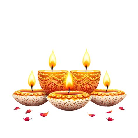 Beautiful Diwali Greeting Card Design With Three Diya Lamps Festival