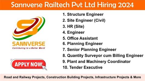 Sannverse Railtech Pvt Ltd Hiring 2024 Road And Railway Projects