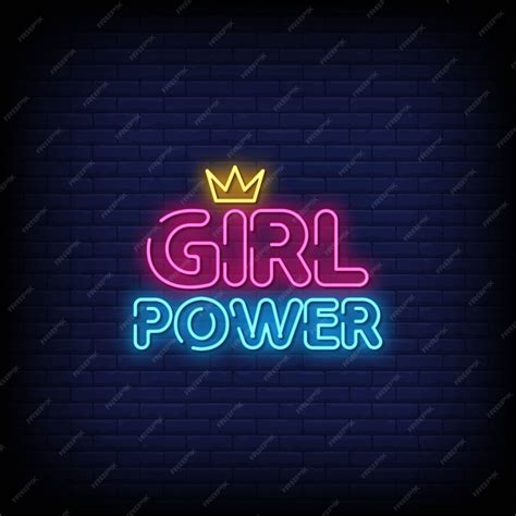 Premium Vector Girl Power Neon Signs Style Text