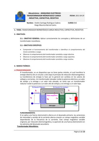 Transformador Monofasico Lab Pdf