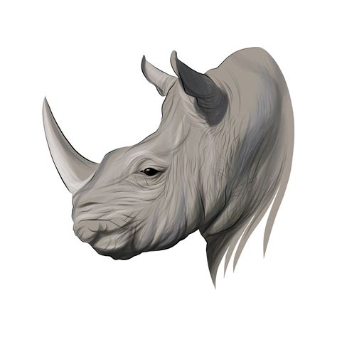 Rhino head portrait, rhinoceros, color drawing, realistic. Vector ...