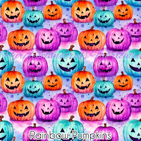 Rainbow Pumpkins Cotton Lycra Purpleseamstress Fabric