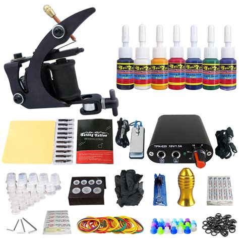 Beginner Starter Complete Tattoo Kit Professional Coil Tattoo Machine ...