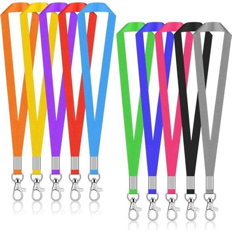 Lot De 10 Cordons Tour De Cou En Nylon Durable Avec Clip En Métal