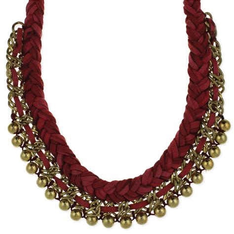 Zad Wholesale Fashion Jewelry Sale Necklaces Red Braided Gold