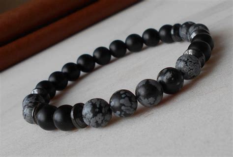 Black Bead Bracelet Mens Bracelet Shungite Bracelet Beaded