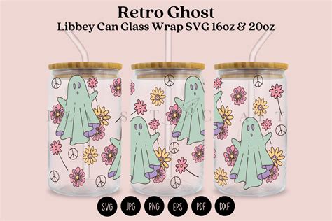 Retro Ghost Libbey Can Glass Wrap Svg Graphic By Planstocraft