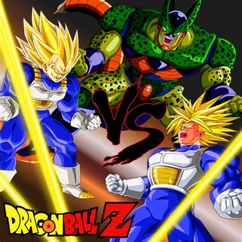 Wallpaper Dbz Fight Vegeta Vs Trunks Vs Cell By Majinartbook On Deviantart