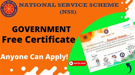 Nss Free Certificate Nss Govt Certificate Free Govt Certificate