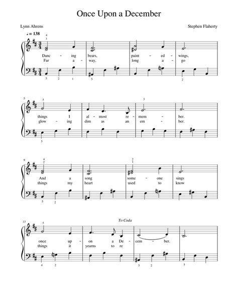 Once Upon A December Sheet Music For Piano Solo