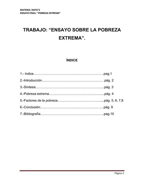 Ensayo Final Pobreza Extrema Pdf