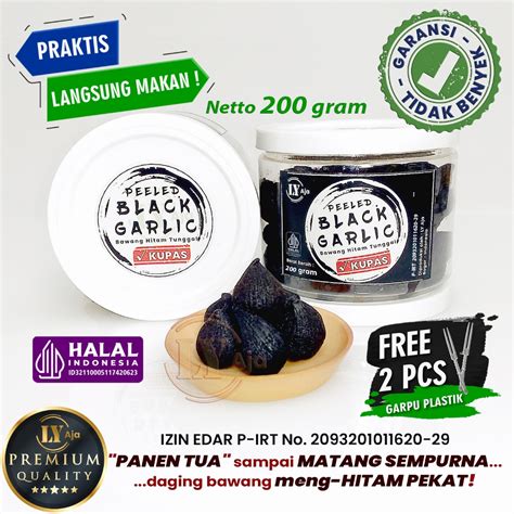 Jual Bawang Hitam Tunggal Lanang Kupas Gram Ly Aja Peeled Black