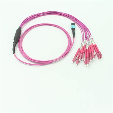 LC MPO Female Om4 Fiber Optic Om4 12 Cores 2 0mm Fanout Pigtails With