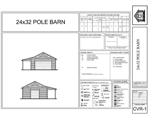 24x32 POLE BARN Plans-architectural Blueprints-vaulted Ceilings for Car ...