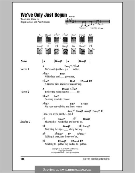 We've Only Just Begun (Carpenters) by P.H. Williams, R. Nichols on MusicaNeo