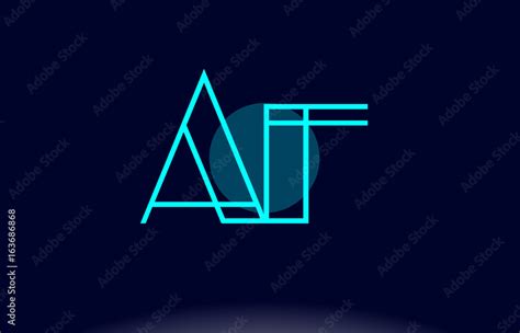 Af A F Blue Line Circle Alphabet Letter Logo Icon Template Vector