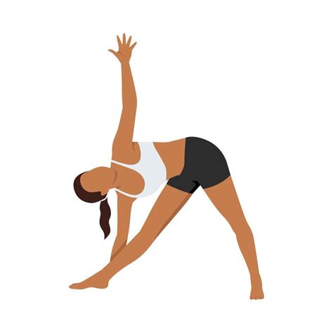 Woman Doing Extended Triangle Pose Or Utthita Trikonasana Exercise