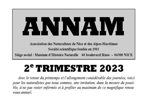 Programme Annam Du Second Trimestre Annam