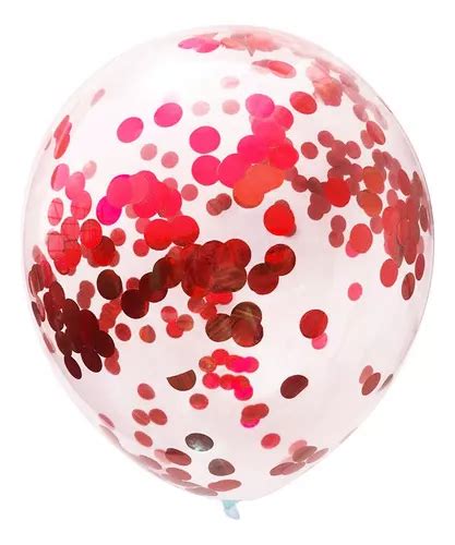 Globos Latex Cristal Con Confetti Rojo X Unidades Mercadolibre