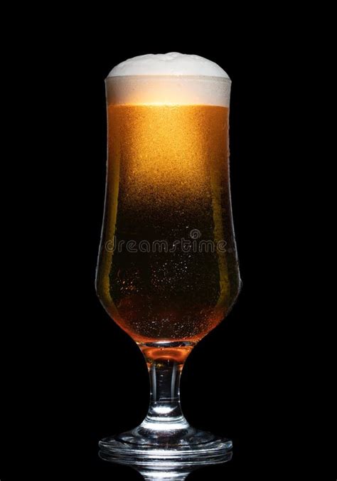 Glass Of Beer Isolated On Black Background Stock Image Image Of