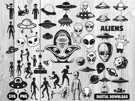 Alien Svg Bundle Ufo Svg Alien Silhouette Space Ship Svg Etsy