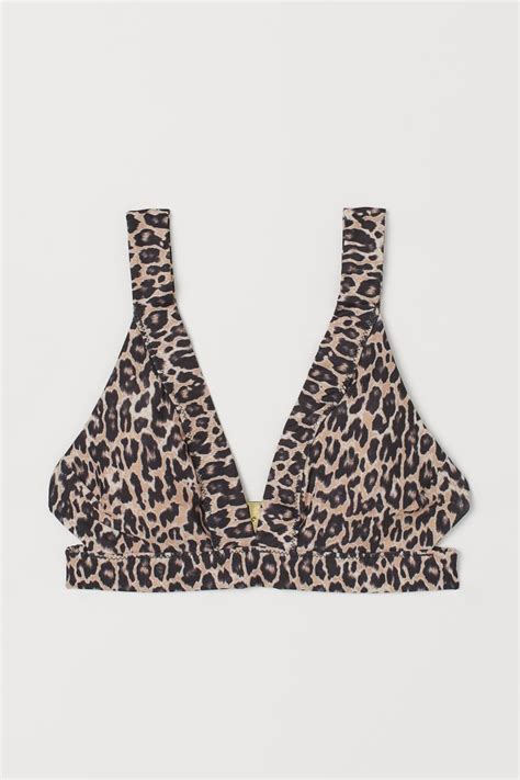 Padded Triangle Bikini Top Beige Leopard Print Ladies Handm Us