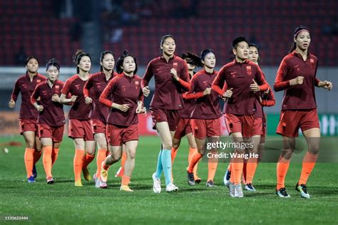 China Women's National Football Team in training at Hankou Sports ...