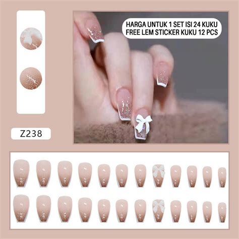 Jual Kuku Palsu 3d Nail Art Fake Nails Panjang Wedding Pengantin