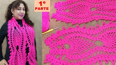 Como Tejer Bufanda En Crochet Con El Punto PiÑa FÁcil Paso A Paso1º