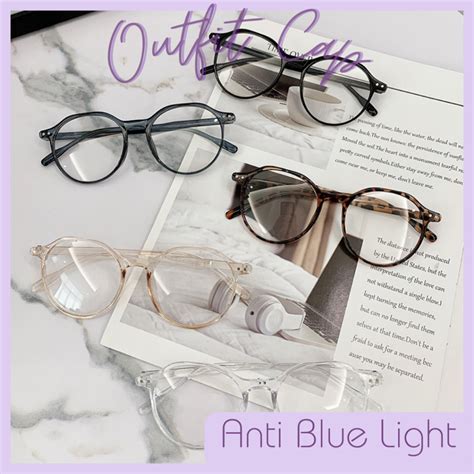 Fashion Outfit Round Spek Spec Anti Blue Light Glasses Transparent